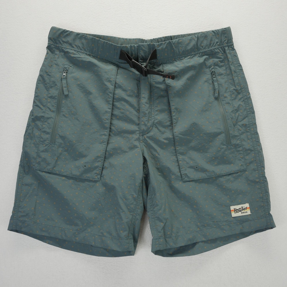 Howler Brothers Pedernales Shorts Mens 36 Blue Geometric Print Nylon Belted